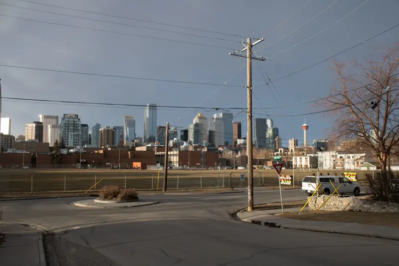 Calgary skyline from a construction lot