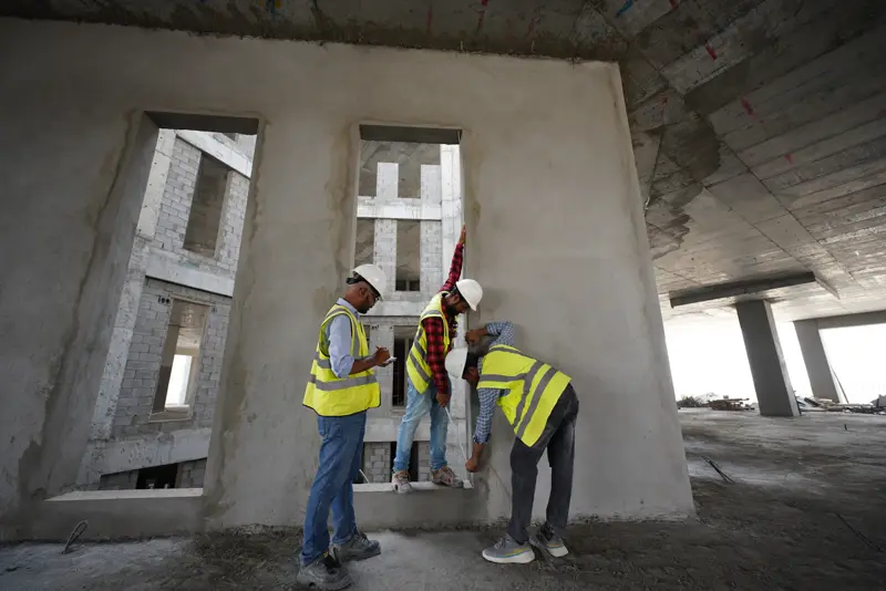 Supervisors inspecting a concrete structure