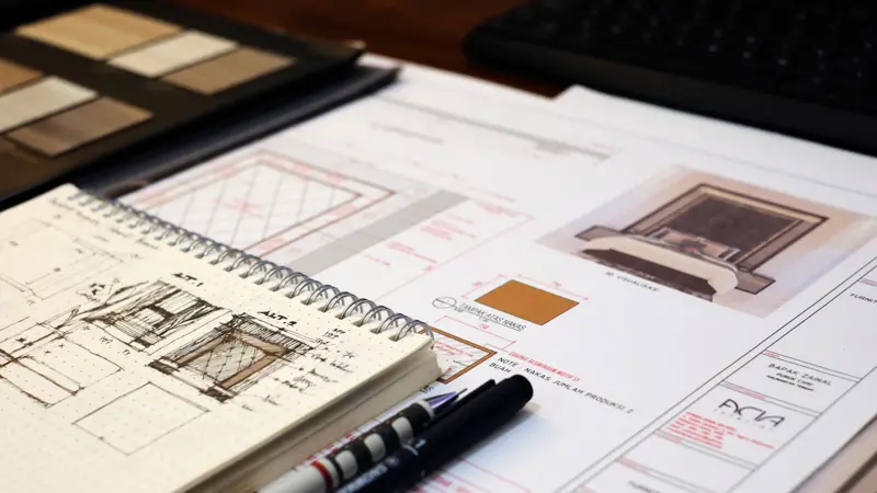 Material samples and drawings